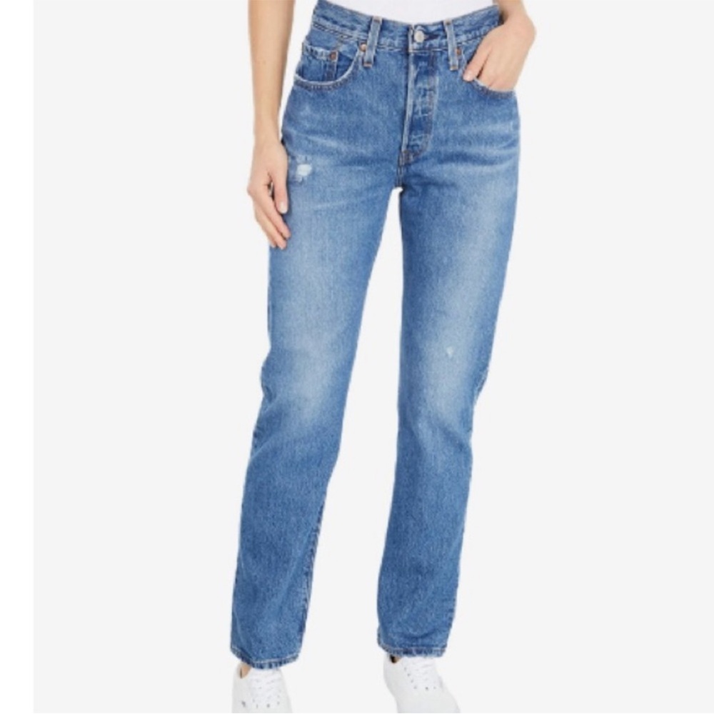 Levi’s Premium 501 Distressed Jeans Button Fly Straight Leg Big E Sz 25